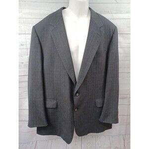 Vtg Botany 500 Couture Wool Mens Dark Gray  Blazer Sport Coat Pinstripe 48R